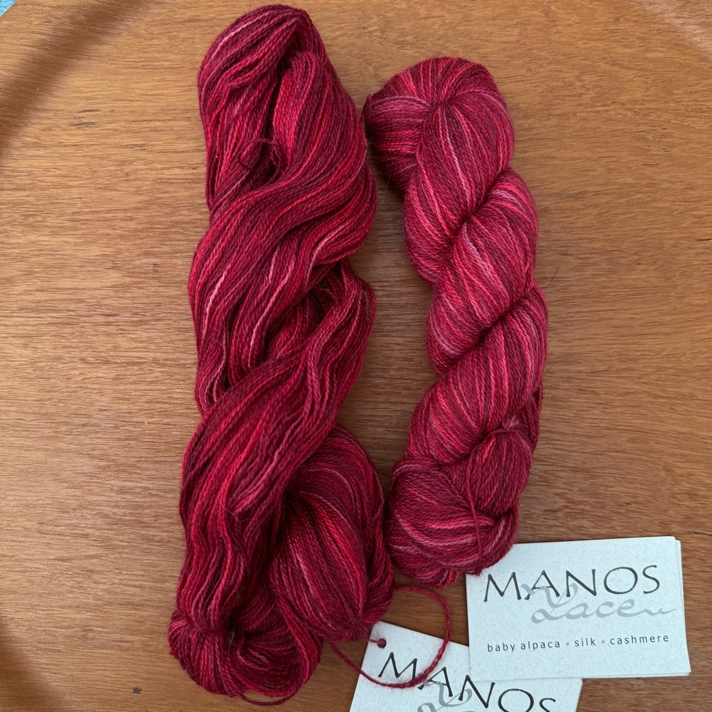 Manos del Uruguay Lace Yarn in Deep Red 50g x 2 skeins